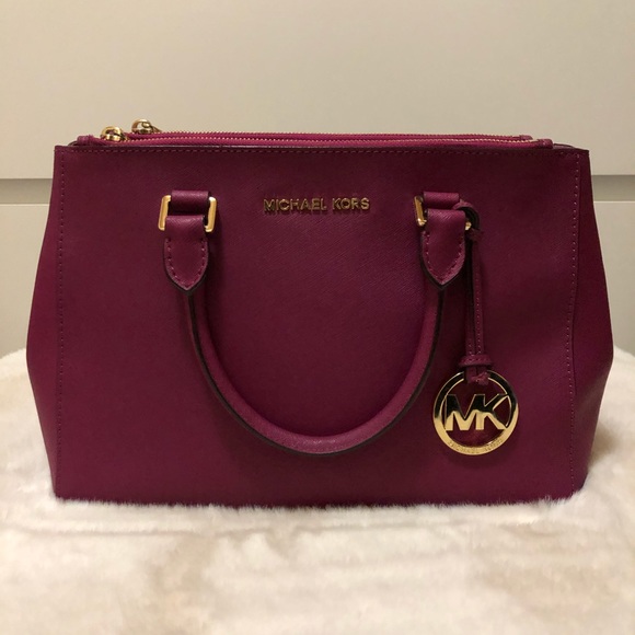 Michael Kors Sutton Medium Satchel in Deep Pink